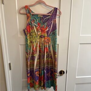 ONE WORLD Multicolor Sleeveless Midi Dress